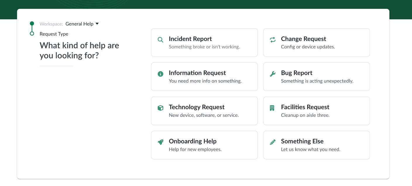 A preview of the upcoming Request Types feature for Genuity Help Desk.